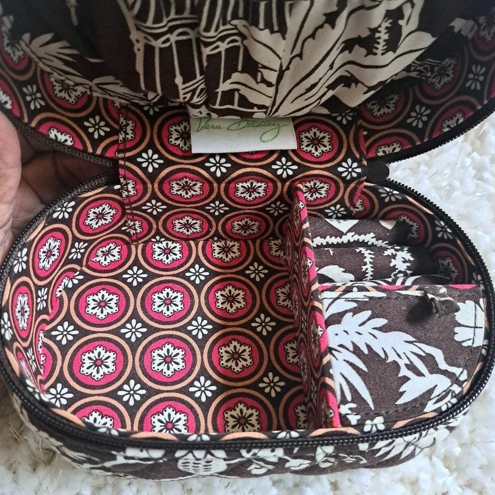 Vera Bradley Night and Day Quilted Cotton Jewelry Organizer‎ Travel Case Brown